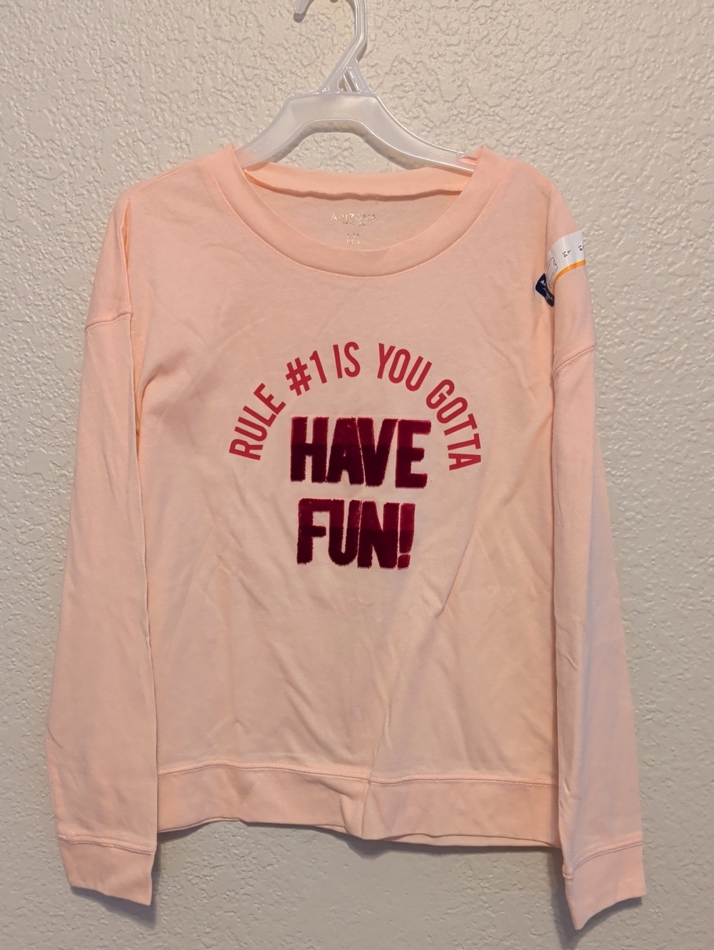 Arizona Jean Company Pink Long Sleeve 'Have Fun' Graphic Tee